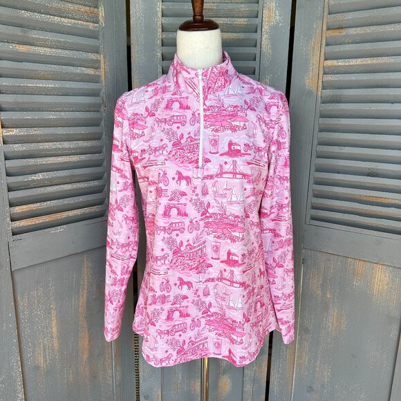 Katherine Way Tops - Katherine Way Ana Maria 1/4 Zip Pullover Mackinac Pink Pony Sz S NWT